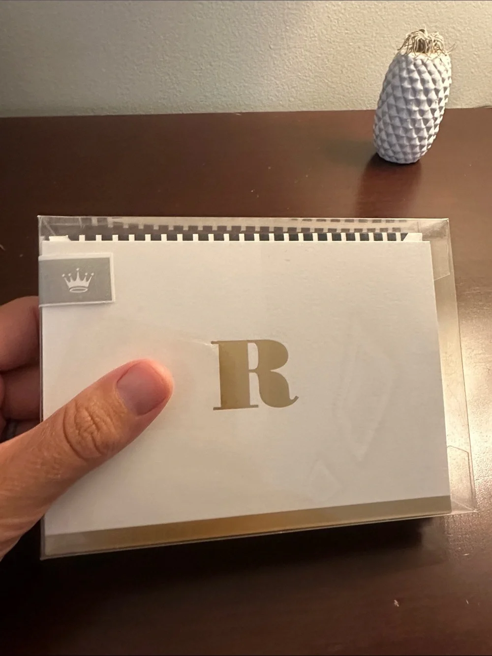 Monogram R Gold Letter Hallmark Cards - White Folded Stationery with Envelopes